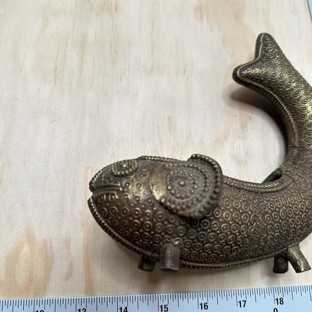 Vintage Brass Fish Figural Censer Incense Vessel